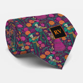 Halloween Musical Skeletons with Flowers Stropdas (Opgerold)