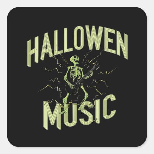 HALLOWEEN MUZIEK VIERKANTE STICKER (Voorkant)