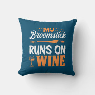 Halloween My Broomstick Runs On Wine Birthday Kussen
