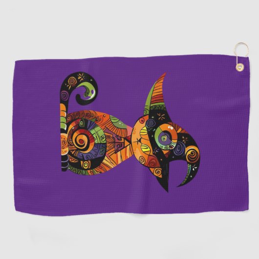Halloween/mystiek/kat/herfst Golfhanddoek (Horizontaal)