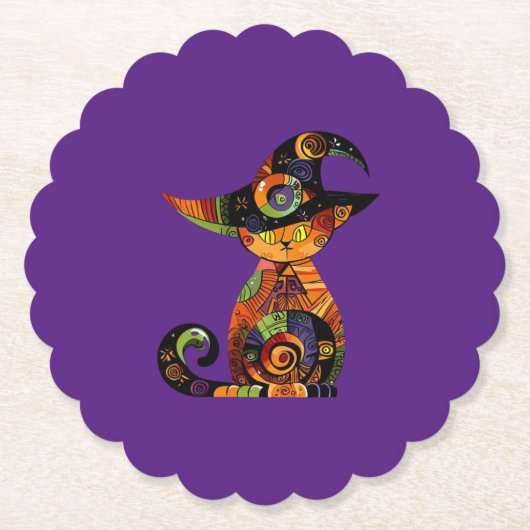 Halloween/mystiek/kat/herfst Kartonnen Onderzetters (Voorkant)