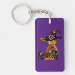 Halloween/mystiek/kat/herfst Sleutelhanger