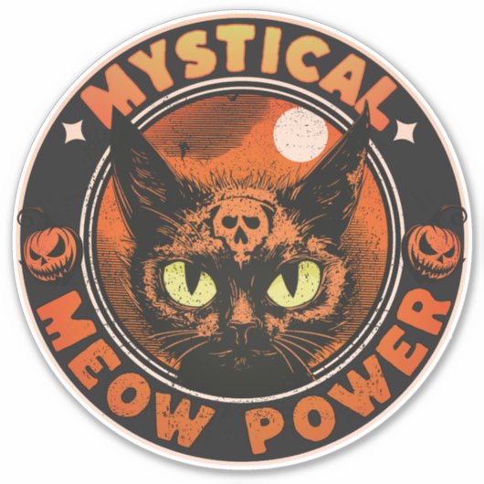Halloween Mystiek Meow Power Sticker (Voorkant)