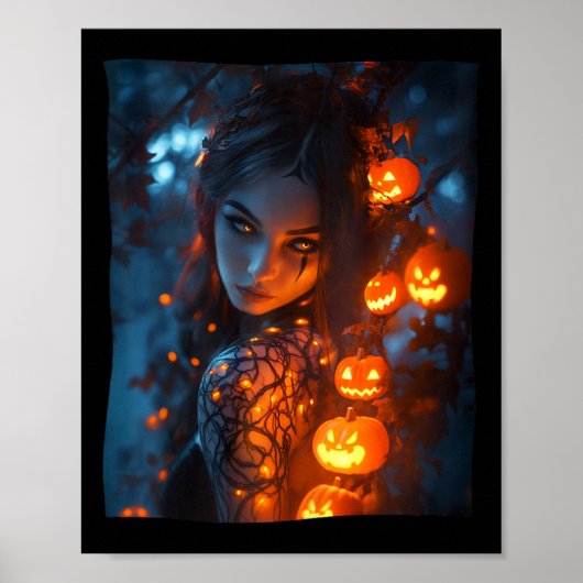 Halloween mystieke betoverende heks gloeiende pomp poster (Voorkant)