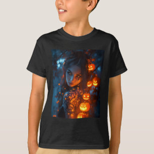 Halloween mystieke betoverende heks gloeiende pomp t-shirt