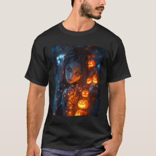 Halloween mystieke betoverende heks gloeiende pomp t-shirt