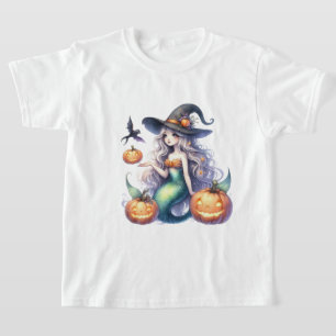 Halloween Mystieke Zeemeermin Meisje T-shirt