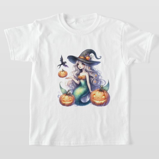 Halloween Mystieke Zeemeermin Meisje T-shirt (Laagn)