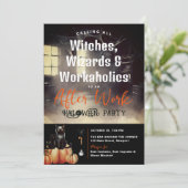 Halloween na-werk Party Zwart Kat Pompoen Zwart Kaart (Staand voorkant)