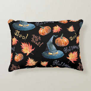 Halloween naadloos patroon met halloween pompoen, accent kussen
