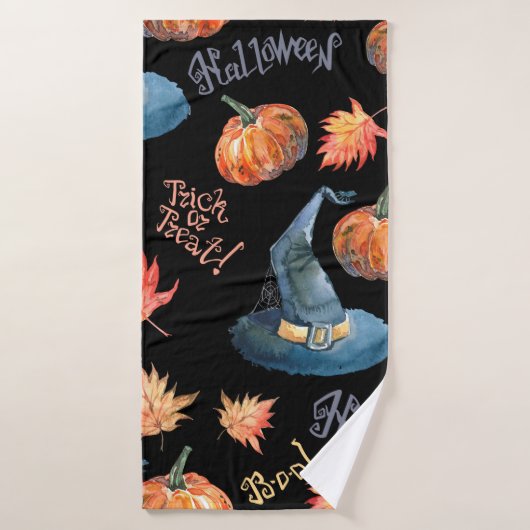 Halloween naadloos patroon met halloween pompoen, badhanddoek (Badhanddoek)