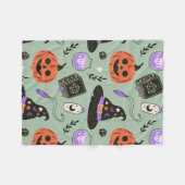 Halloween naadloos patroon met heks pet, pompoen  fleece deken (Voorkant (Horizontaal))