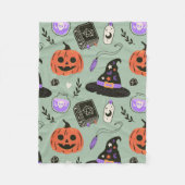 Halloween naadloos patroon met heks pet, pompoen fleece deken (Voorkant)