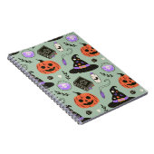 Halloween naadloos patroon met heks pet, pompoen notitieboek (Rechterzijde)