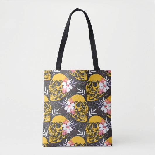 Halloween naadloos patroon met kleurrijk en eng tote bag (Voorkant)