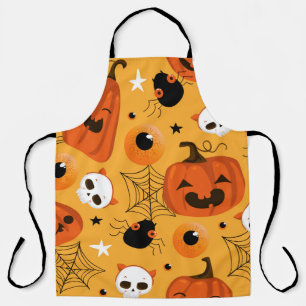 Halloween naadloos patroon met schattige pompoenen schort