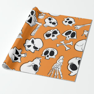 Halloween naadloos patroon met schedels en botten. cadeaupapier