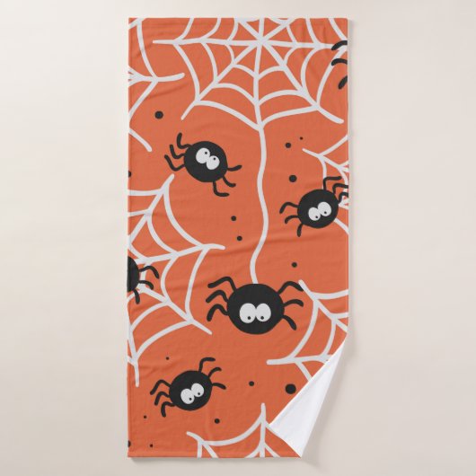 Halloween naadloos patroon met spinnen en web. badhanddoek (Badhanddoek)