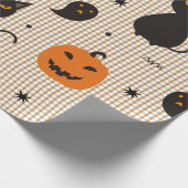 Halloween naadloos patroon met zwarte kat en ghos cadeaupapier (Hoek)