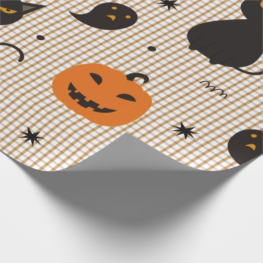 Halloween naadloos patroon met zwarte kat en ghos cadeaupapier (Hoek)