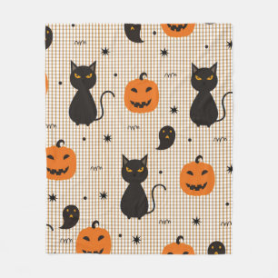Halloween naadloos patroon met zwarte kat en ghos fleece deken