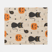 Halloween naadloos patroon met zwarte kat en ghos fleece deken (Voorkant (Horizontaal))