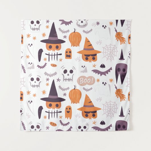 Halloween Naadloze Patroon Tapestry Spooky & Fun Wandkleed (Voorkant)