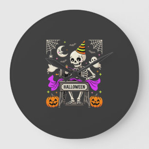 Halloween Naaien Skelet Spookachtige Geest Pompoen Grote Klok
