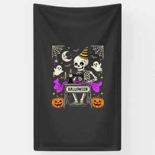 Halloween Naaien Skelet Spookachtige Geest Pompoen Spandoek