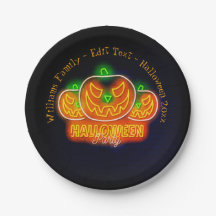 Halloween Naam Jaar 20xx Neon Glow Look Pompoen 7"