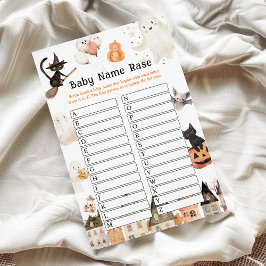 Halloween Naam Race Baby shower Game Card