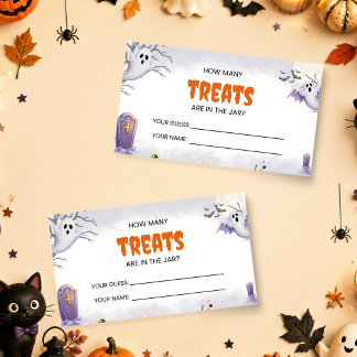 Halloween Naamkaart 'Hoeveel snoepjes zitten er in Notitiekaartje