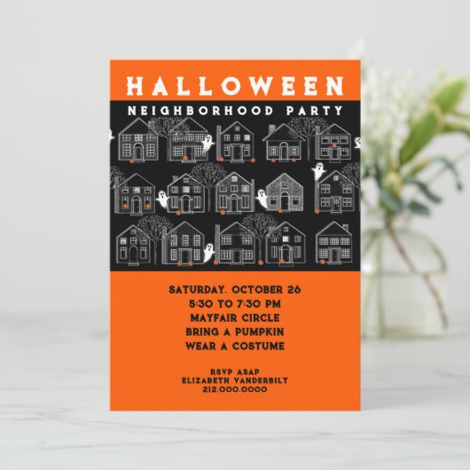 Halloween Nabuurschapspartij Kaart (Staand voorkant)