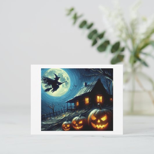 Halloween nacht, briefkaart (Staand voorkant)