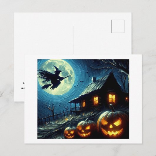 Halloween nacht, briefkaart (Voorkant / Achterkant)