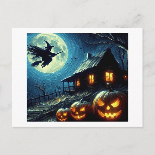 Halloween nacht, briefkaart (Voorkant)
