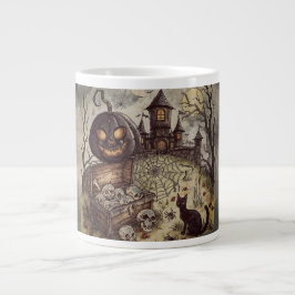 Halloween Nacht: De Enge Zwarte Pompoen Bewakers  Grote Koffiekop