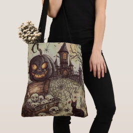 Halloween Nacht: De Enge Zwarte Pompoen Bewakers T Tote Bag