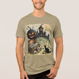 Halloween Nacht: De Enge Zwarte Pompoen Bewakers  Tri-Blend Shirt