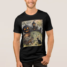 Halloween Nacht: De Enge Zwarte Pompoen Bewakers  Tri-Blend Shirt