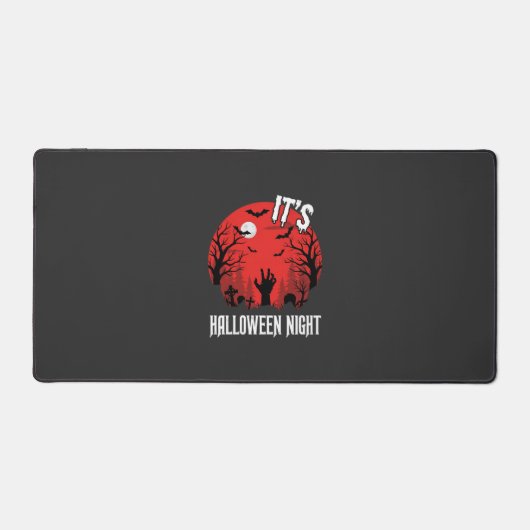 Halloween Nacht Griezelige Begraafplaats Vector Bureaumat (Voorkant)