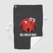 Halloween Nacht Griezelige Begraafplaats Vector Golfhanddoek (Insitu)
