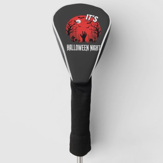Halloween Nacht Griezelige Begraafplaats Vector Golfheadcover (Voorkant)
