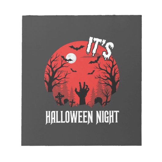 Halloween Nacht Griezelige Begraafplaats Vector Notitieblok (Voorkant)