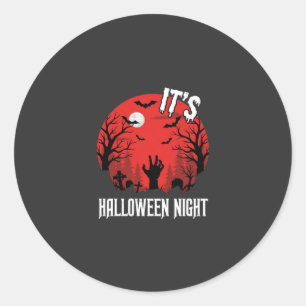 Halloween Nacht Griezelige Begraafplaats Vector Ronde Sticker