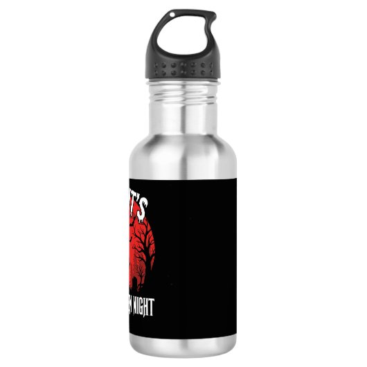 Halloween Nacht Griezelige Begraafplaats Vector Waterfles (Voorkant)