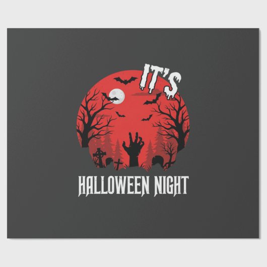 Halloween Nacht Griezelige Kerkhof Vector Cadeaupapier (Vlak)