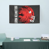 Halloween Nacht Griezelige Kerkhof Vector Spandoek (Beurs)