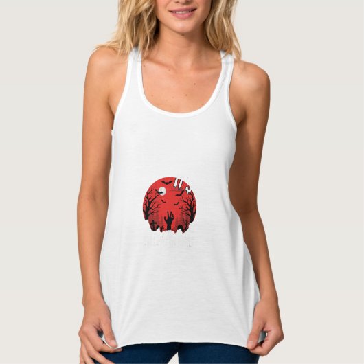 Halloween Nacht Griezelige Kerkhof Vector Tanktop (Voorkant)