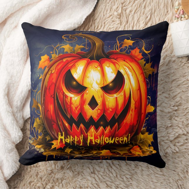 Halloween nacht griezelige pompoen kussen (Deken)